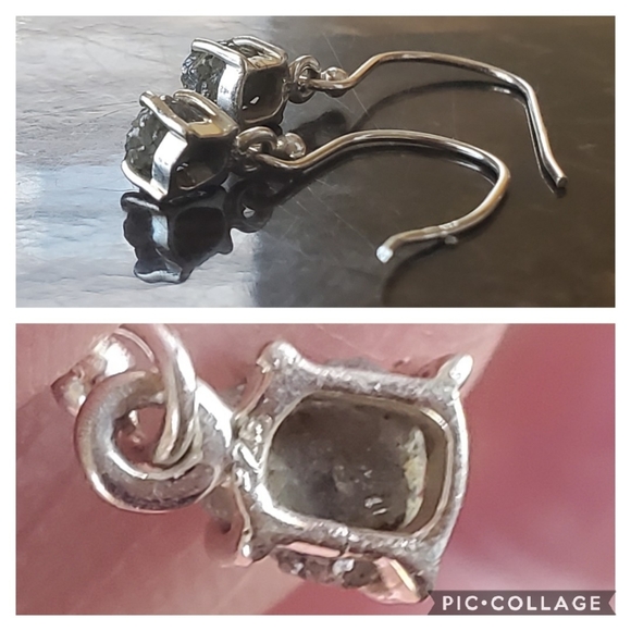 Genuine Rough Diamond (Round) Hook Earrings - Picture 4 of 6